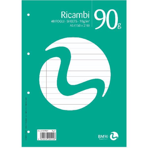 BE MORE RICAMBI NON RINFORZATI 90 GR 150X210 mm A5 40 FOGLI A RIGHE 0C BIANCO